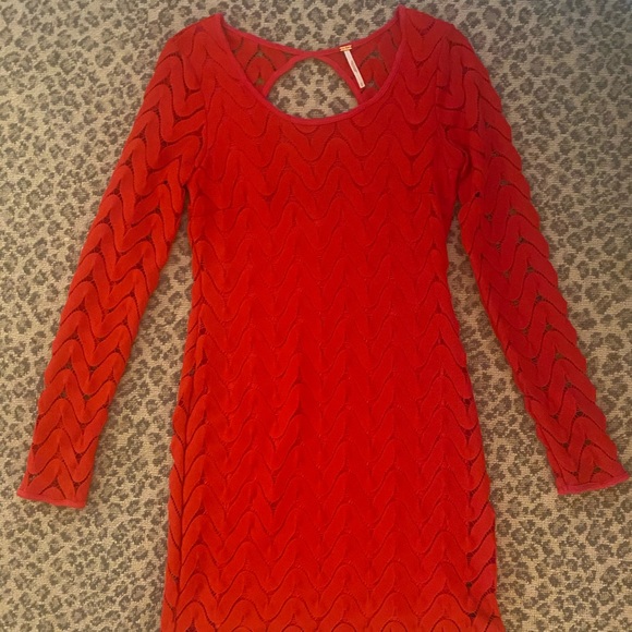 Free People red crocheted minidress small - Picture 3 of 5